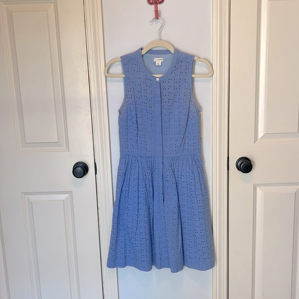 J.Crew eyelet sleeveless fit and flare dress in periwinkle